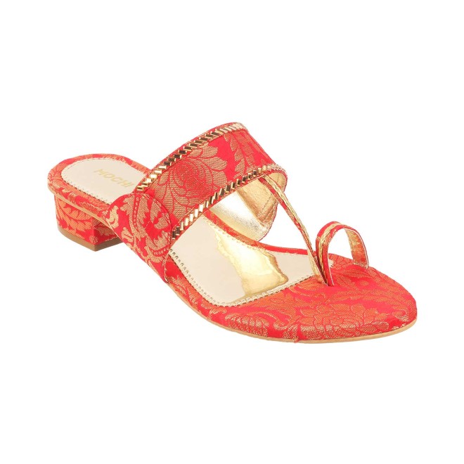 Mochi Women Red Ethnic Slip Ons (SKU: 35-789-18-36)