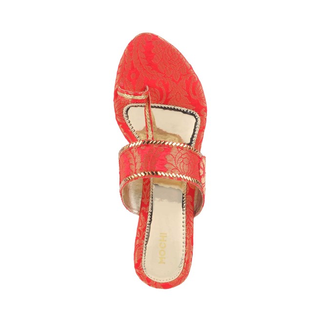 Mochi Women Red Ethnic Slip Ons (SKU: 35-789-18-36)