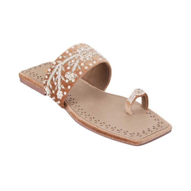 Mochi Women Gold Ethnic Slip Ons (SKU: 35-790-15-37)