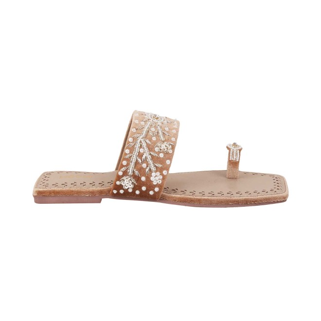 Mochi Women Gold Ethnic Slip Ons (SKU: 35-790-15-37)