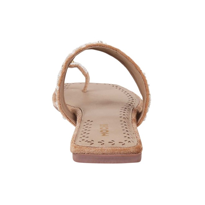 Mochi Women Gold Ethnic Slip Ons (SKU: 35-790-15-37)
