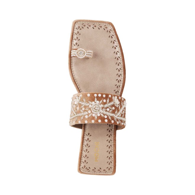 Mochi Women Gold Ethnic Slip Ons (SKU: 35-790-15-37)