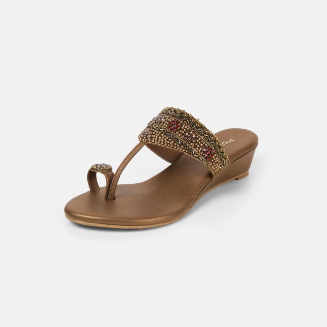 Mochi Women Antic-gold Wedding Slippers (SKU: 35-800492-28-38)