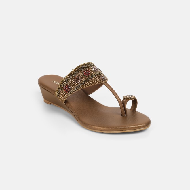 Mochi Women Antic-gold Wedding Slippers (SKU: 35-800492-28-38)