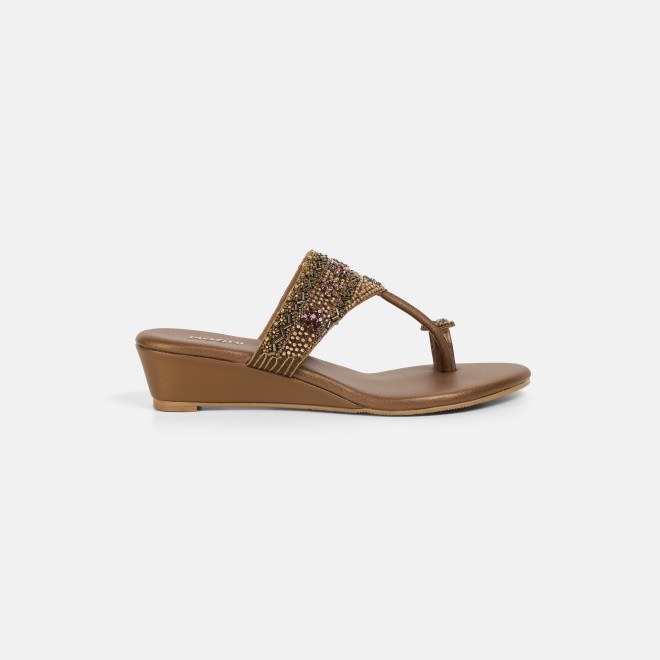 Mochi Women Antic-gold Wedding Slippers (SKU: 35-800492-28-38)
