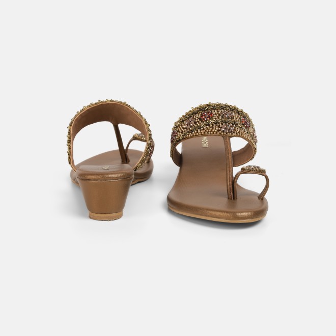 Mochi Women Antic-gold Wedding Slippers (SKU: 35-800492-28-38)