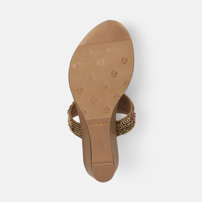 Mochi Women Antic-gold Wedding Slippers (SKU: 35-800492-28-38)