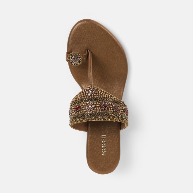 Mochi Women Antic-gold Wedding Slippers (SKU: 35-800492-28-38)