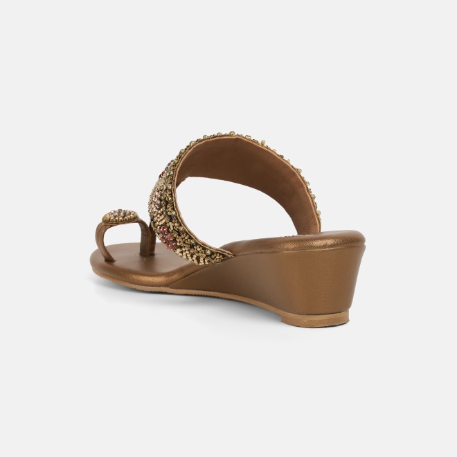 Mochi Women Antic-gold Wedding Slippers (SKU: 35-800492-28-38)