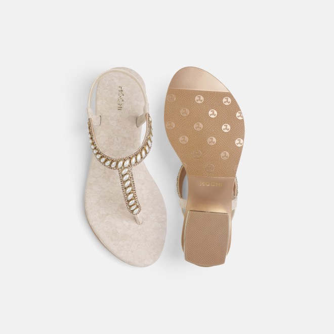 Mochi Women Beige Casual Sandals (SKU: 35-801823-20-37)