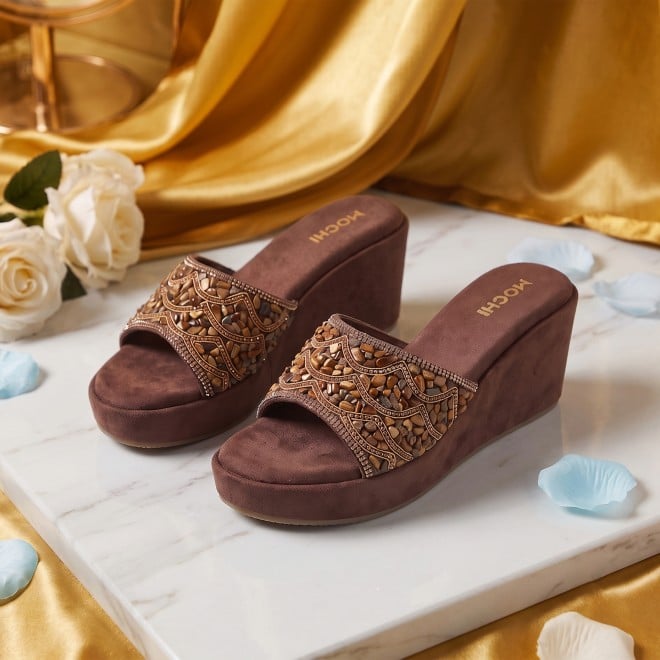 Mochi Women Bronze Ethnic Slip Ons (SKU: 35-801984-46-36)