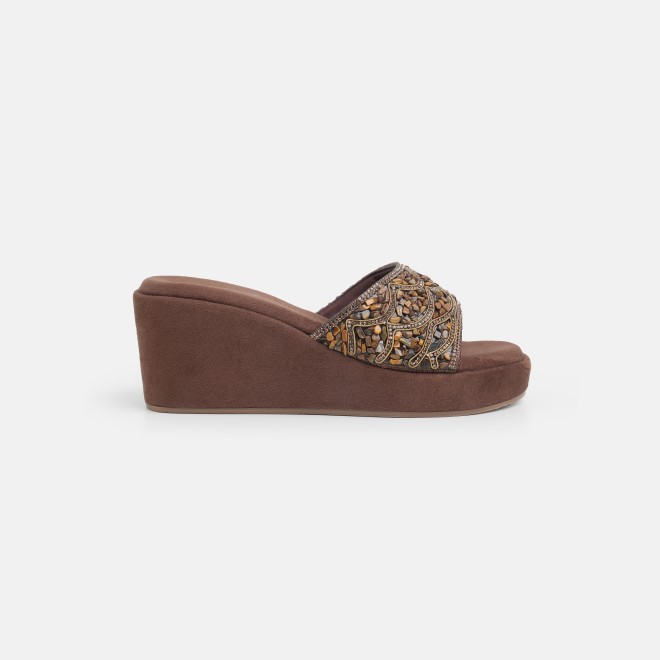 Mochi Women Bronze Ethnic Slip Ons (SKU: 35-801984-46-36)