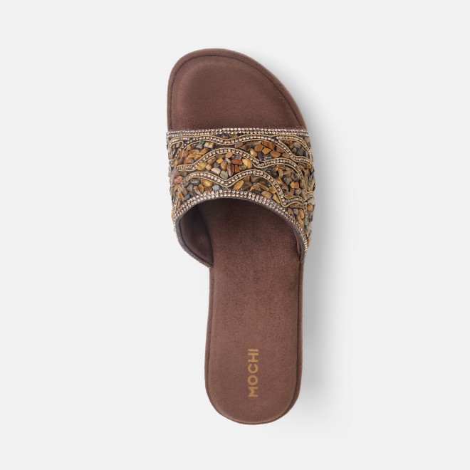 Mochi Women Bronze Ethnic Slip Ons (SKU: 35-801984-46-36)