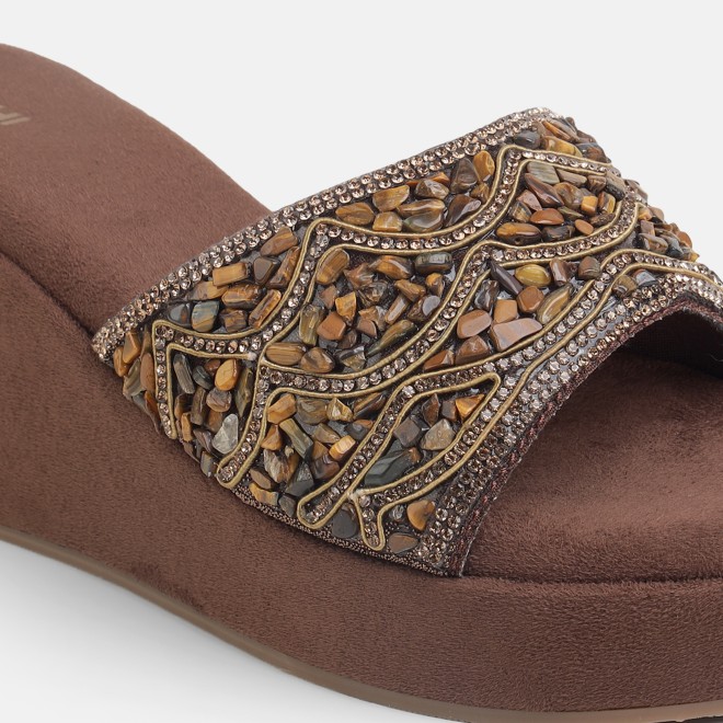 Mochi Women Bronze Ethnic Slip Ons (SKU: 35-801984-46-36)