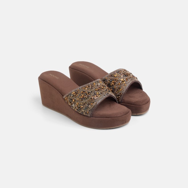 Mochi Women Bronze Ethnic Slip Ons (SKU: 35-801984-46-36)