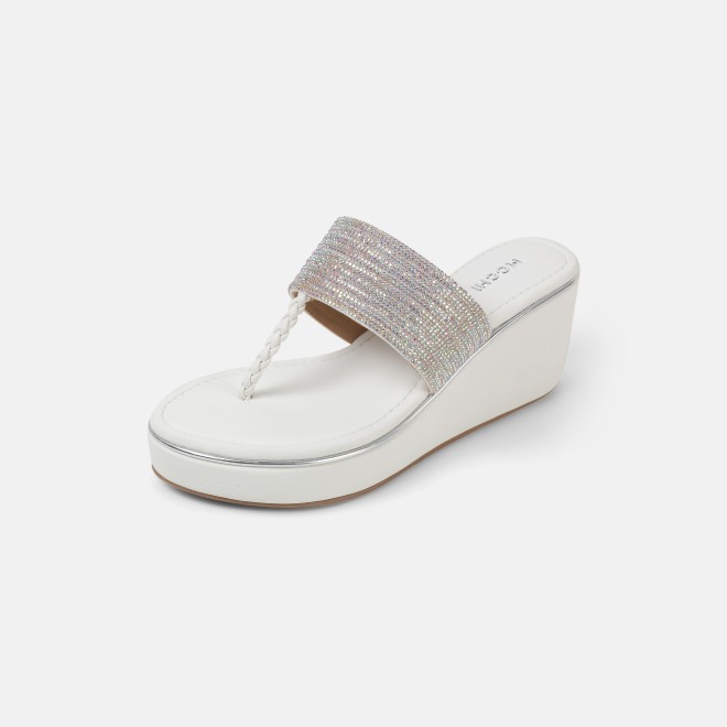 Mochi Women White Ethnic Slip Ons (SKU: 35-801986-16-36)