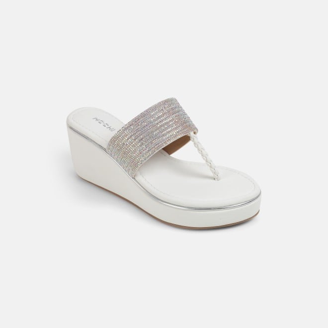 Mochi Women White Ethnic Slip Ons (SKU: 35-801986-16-36)