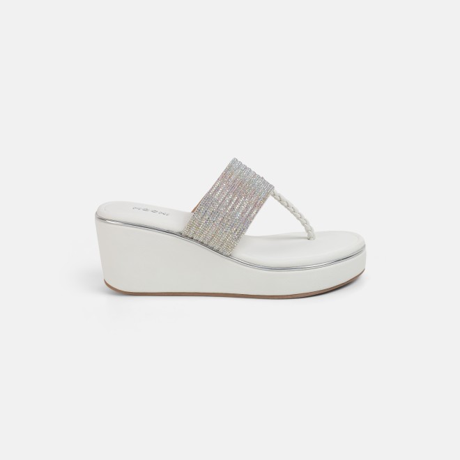 Mochi Women White Ethnic Slip Ons (SKU: 35-801986-16-36)