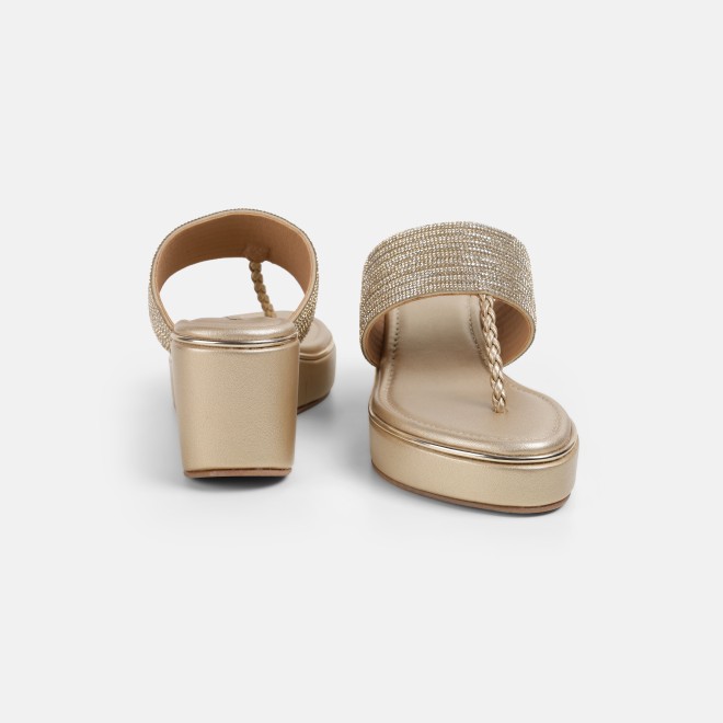 Mochi Women Gold Ethnic Slip Ons (SKU: 35-801986-15-36)