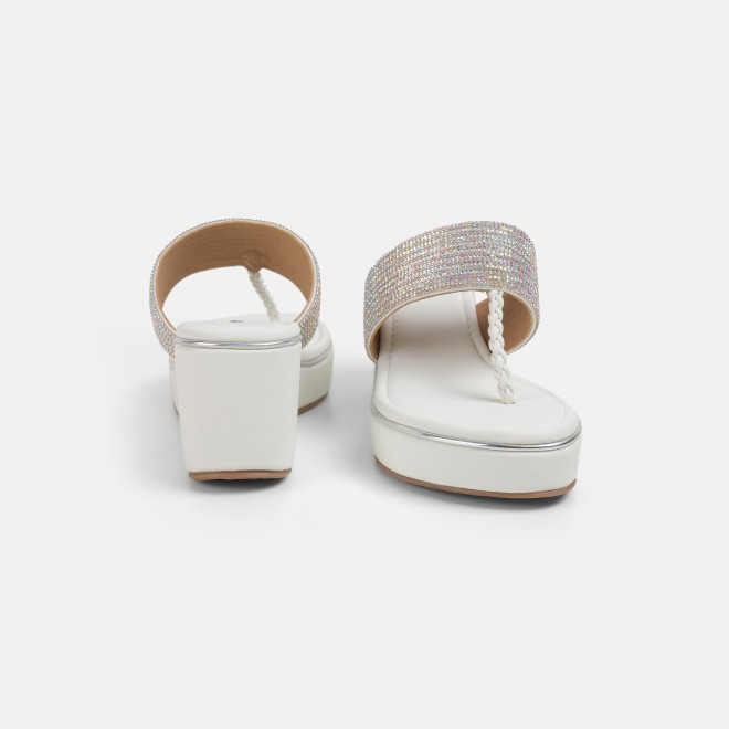 Mochi Women White Ethnic Slip Ons (SKU: 35-801986-16-36)