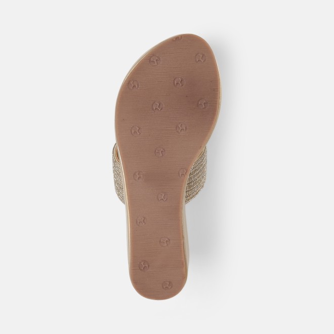Mochi Women Gold Ethnic Slip Ons (SKU: 35-801986-15-36)