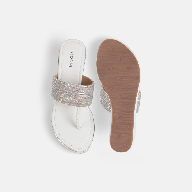 Mochi Women White Ethnic Slip Ons (SKU: 35-801986-16-36)