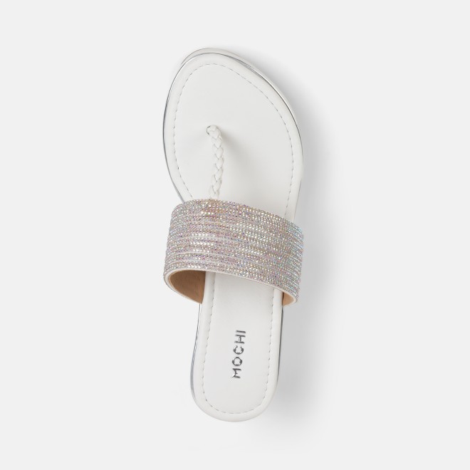 Mochi Women White Ethnic Slip Ons (SKU: 35-801986-16-36)