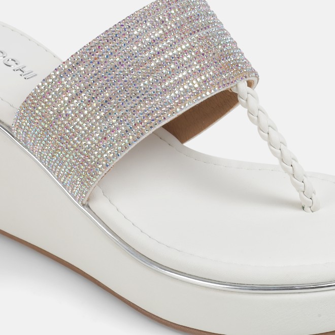 Mochi Women White Ethnic Slip Ons (SKU: 35-801986-16-36)