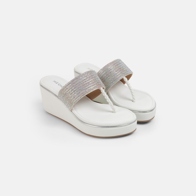 Mochi Women White Ethnic Slip Ons (SKU: 35-801986-16-36)