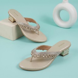 Women Gold Ethnic Slip Ons