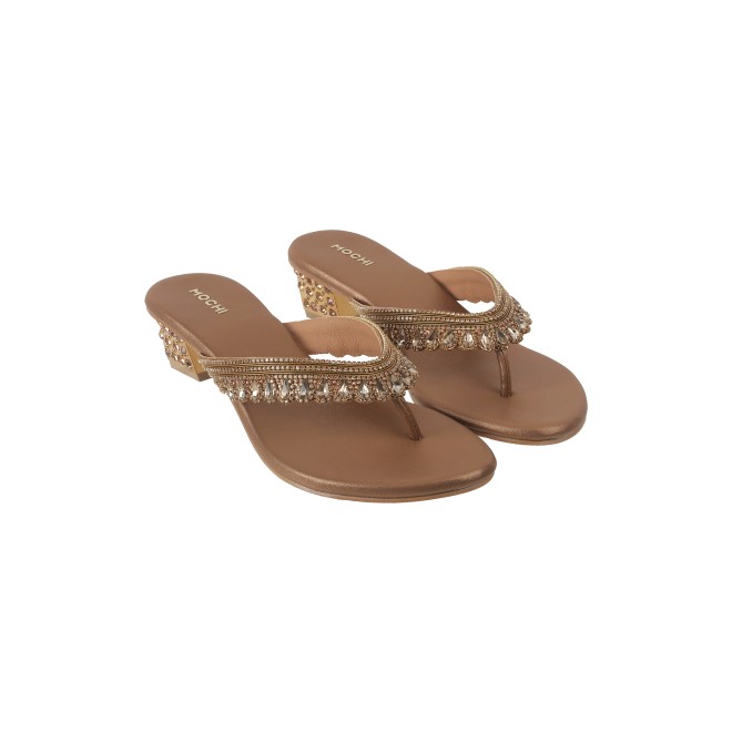 Mochi Women Antic-gold Ethnic Slip Ons (SKU: 35-801987-28-36)