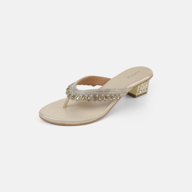 Mochi Women Gold Ethnic Slip Ons (SKU: 35-801987-15-36)