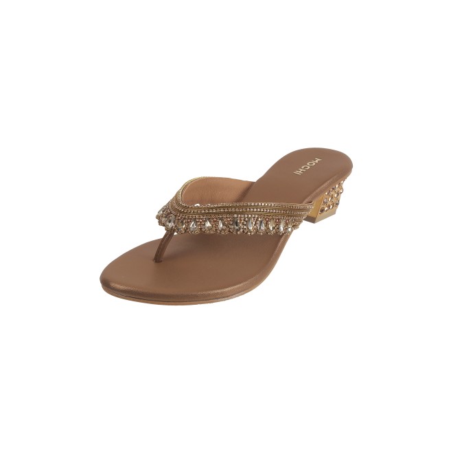 Mochi Women Antic-gold Ethnic Slip Ons (SKU: 35-801987-28-36)