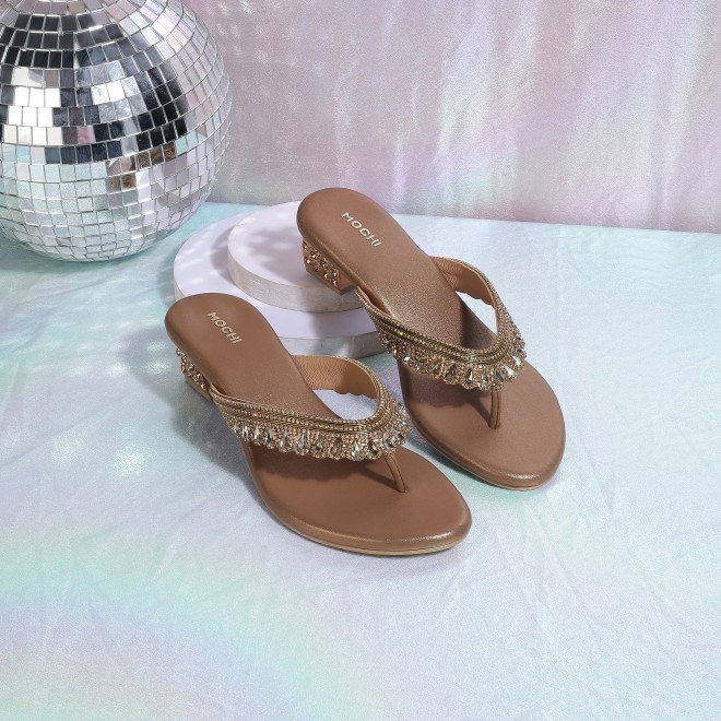 Women Antic-gold Ethnic Slip Ons