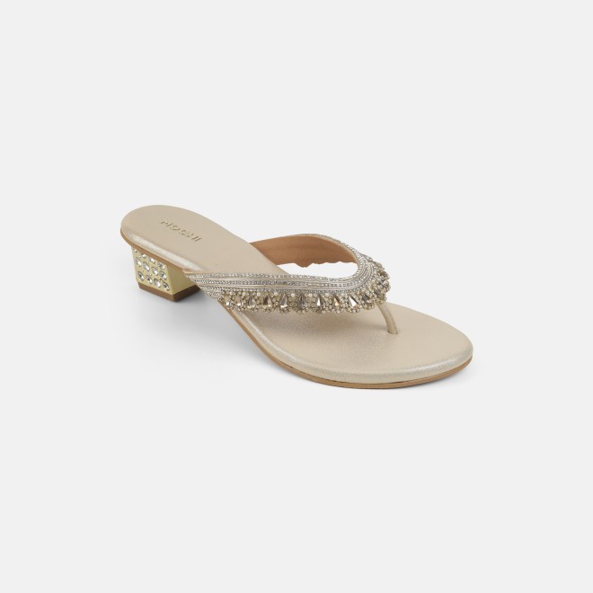 Mochi Women Gold Ethnic Slip Ons (SKU: 35-801987-15-36)