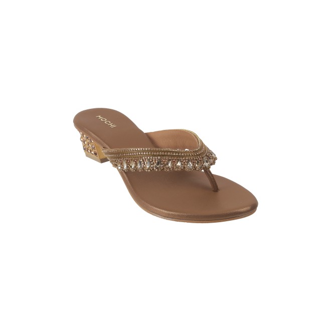 Mochi Women Antic-gold Ethnic Slip Ons (SKU: 35-801987-28-36)