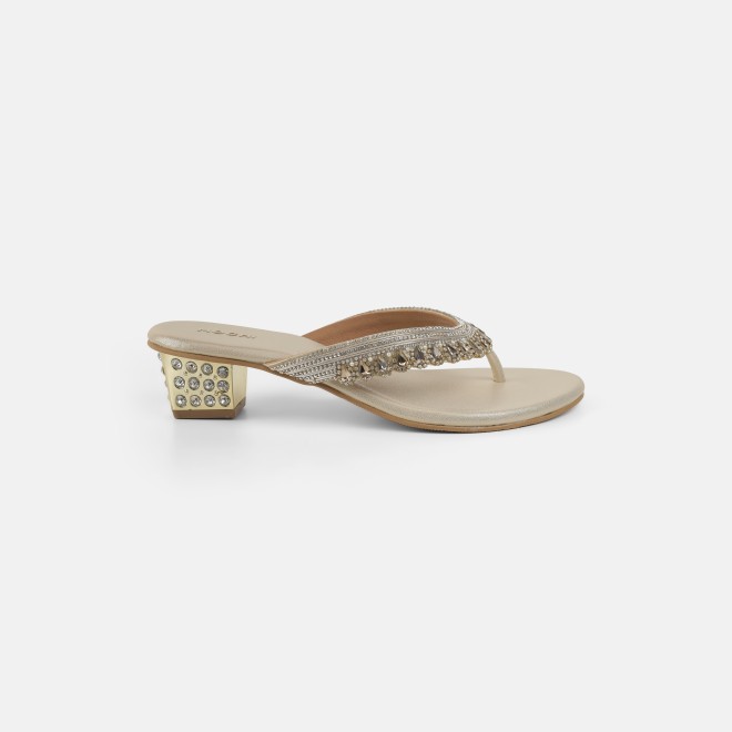 Mochi Women Gold Ethnic Slip Ons (SKU: 35-801987-15-36)
