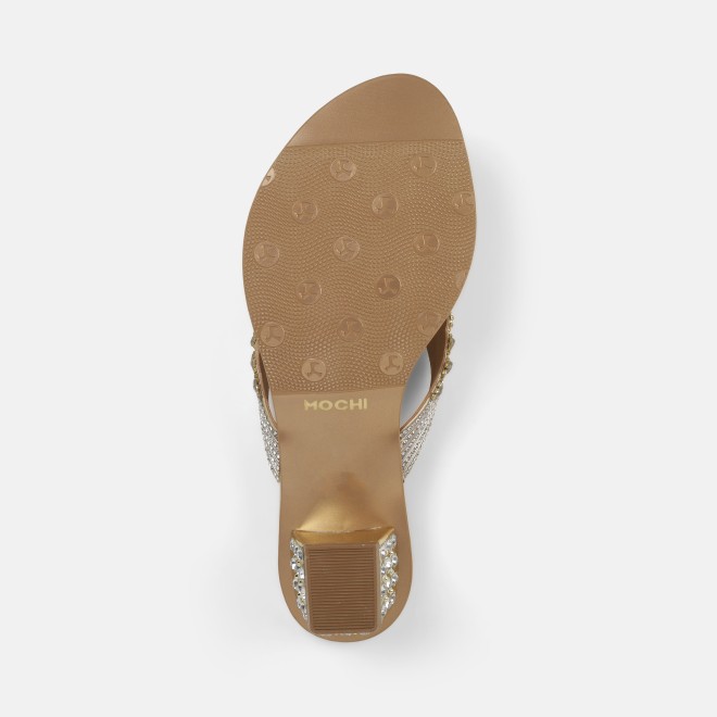 Mochi Women Gold Ethnic Slip Ons (SKU: 35-801987-15-36)