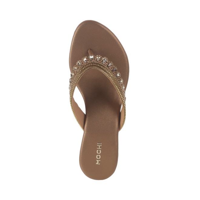 Mochi Women Antic-gold Ethnic Slip Ons (SKU: 35-801987-28-36)