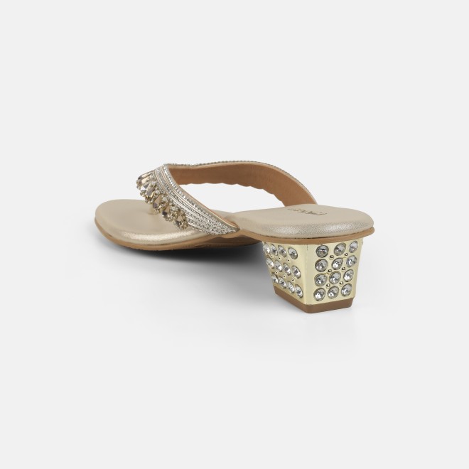 Mochi Women Gold Ethnic Slip Ons (SKU: 35-801987-15-36)