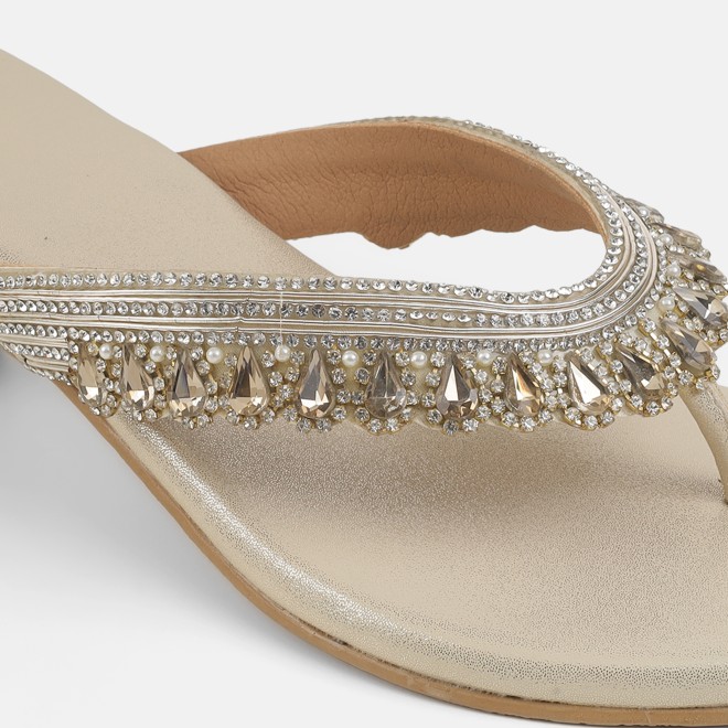 Mochi Women Gold Ethnic Slip Ons (SKU: 35-801987-15-36)