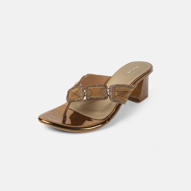 Mochi Women Antic-gold Party Slip Ons (SKU: 35-802057-28-35)