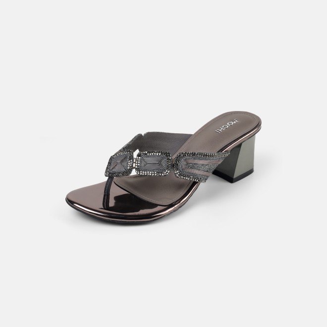 Mochi Women Gun-metal Party Slip Ons (SKU: 35-802057-29-35)
