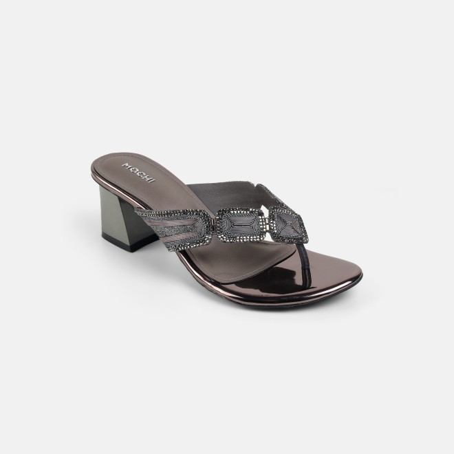 Mochi Women Gun-metal Party Slip Ons (SKU: 35-802057-29-35)