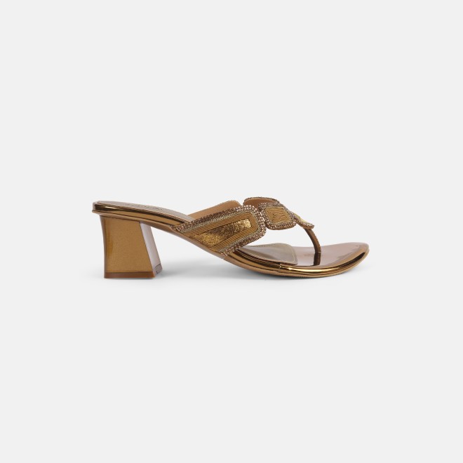 Mochi Women Antic-gold Party Slip Ons (SKU: 35-802057-28-35)