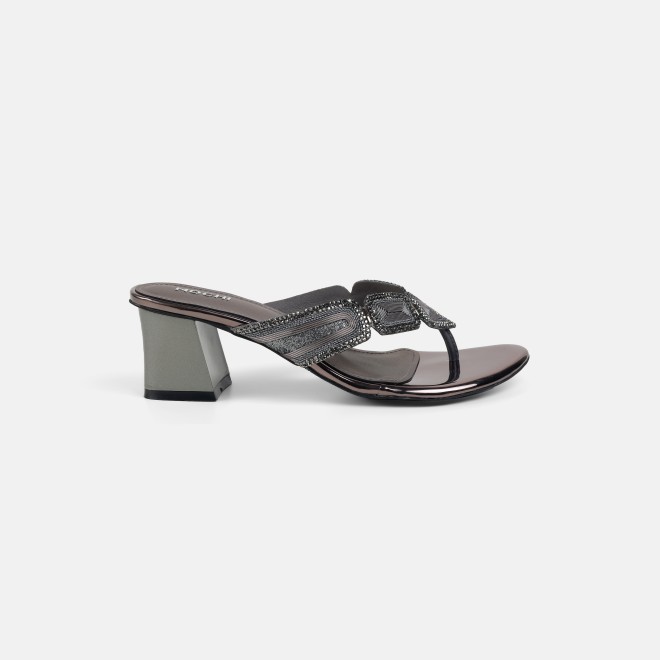 Mochi Women Gun-metal Party Slip Ons (SKU: 35-802057-29-35)
