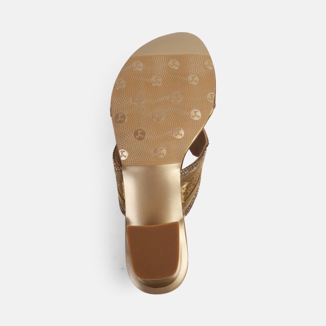 Mochi Women Antic-gold Party Slip Ons (SKU: 35-802057-28-35)