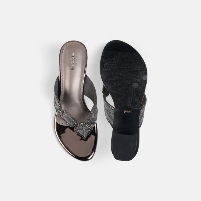Mochi Women Gun-metal Party Slip Ons (SKU: 35-802057-29-35)