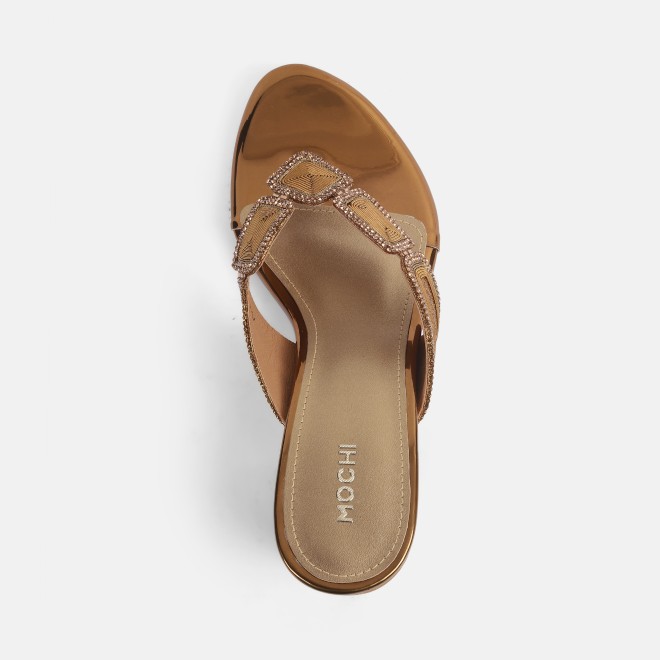 Mochi Women Antic-gold Party Slip Ons (SKU: 35-802057-28-35)