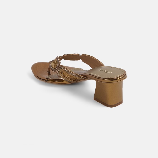 Mochi Women Antic-gold Party Slip Ons (SKU: 35-802057-28-35)